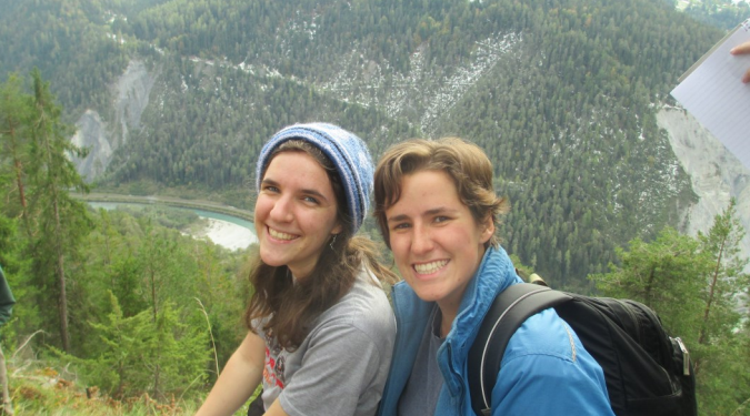 Vicki with a friend at Ruinaulta, also known as the "Swiss Grand Canyon"