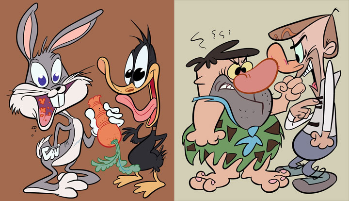 Bugs, Daffy, Fred and George by John K