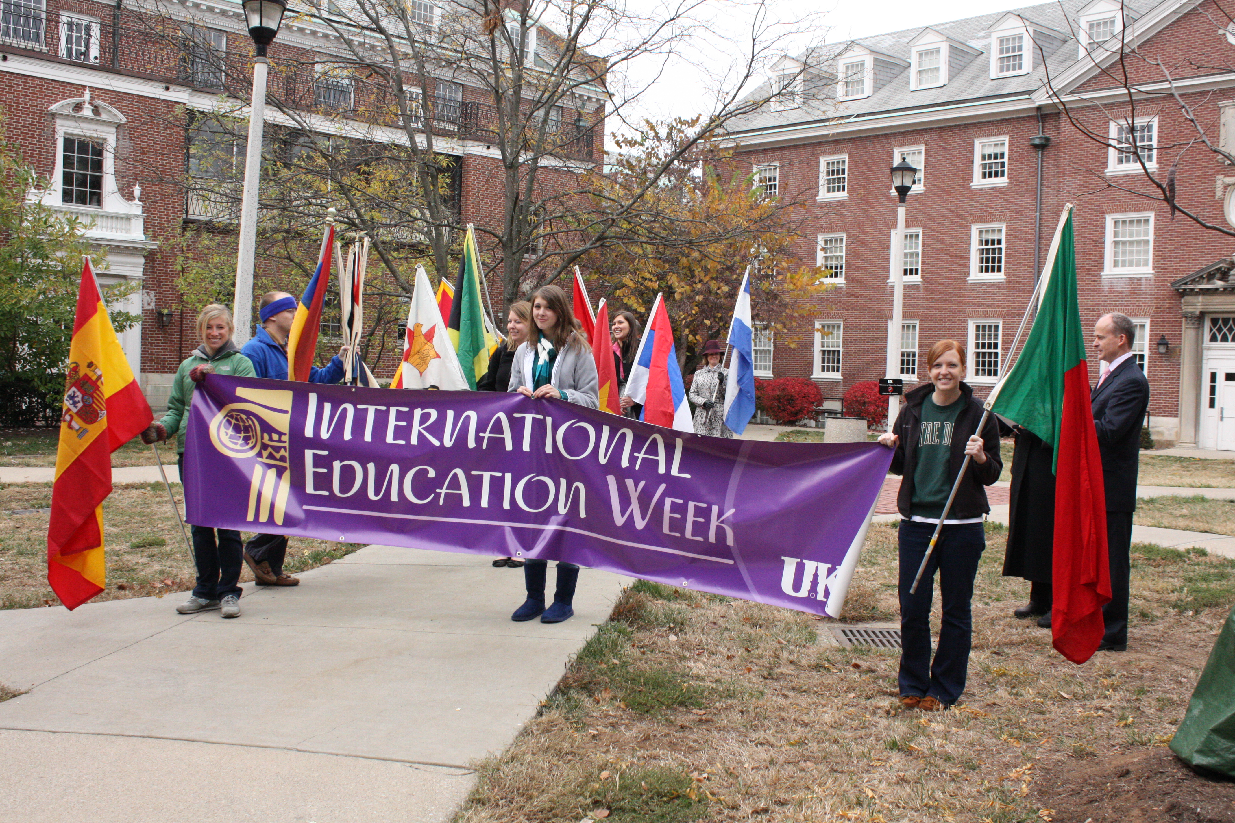 students with banner