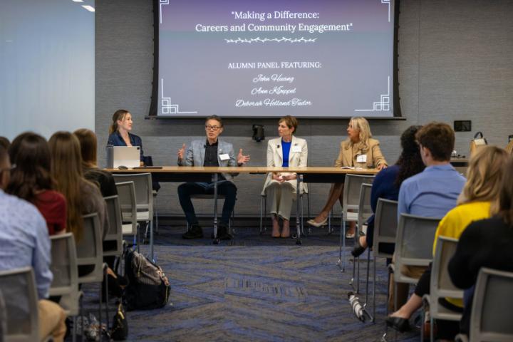 A wide shot of the panel