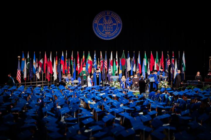 UK Commencement May 9th, at Rupp Arena at Central Bank Center, graduates took part, surrounded by family and friends.