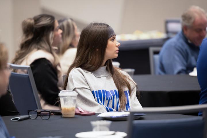 Students and parents tour the university during Admitted Students Day 2026 and speak to teachers and staff. 