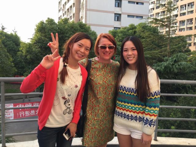 Kathi Kern with students who attended her talk at Shanghai University.