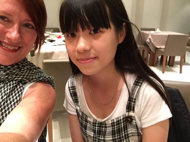 Kathi Kern with Jackie, an English major at Shantou University.