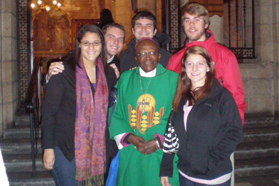 Students with Desmond Tutu