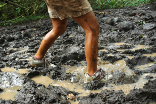 walking in mud