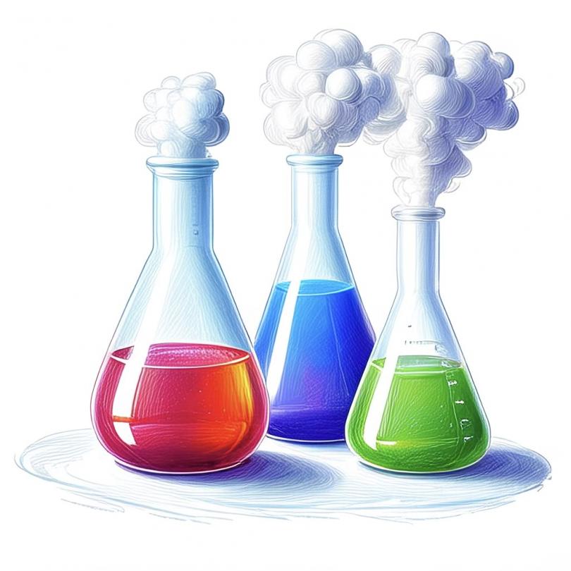 fuming chemical flasks